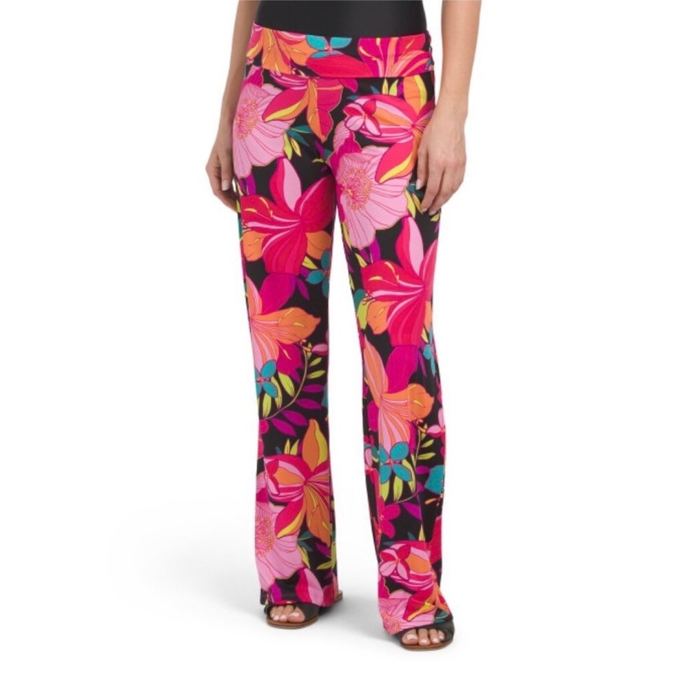 Trina Turk Floral Beach Pants Women Medium Multicolor‎ Tropical Resortwear New
